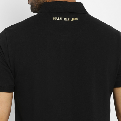 Bullet Polo Neck T-Shirt Black Gold