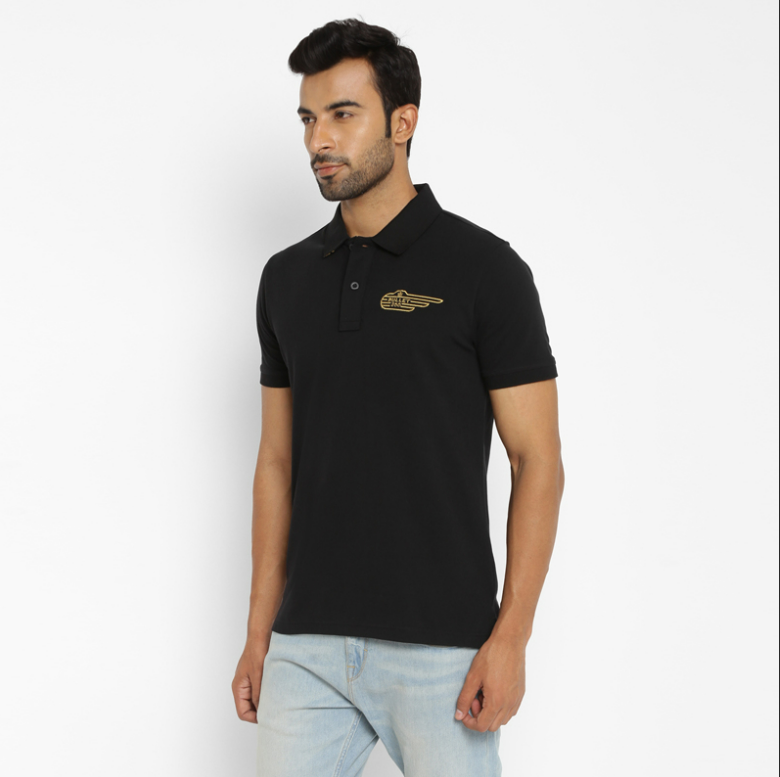 Bullet Polo Neck T-Shirt Black Gold