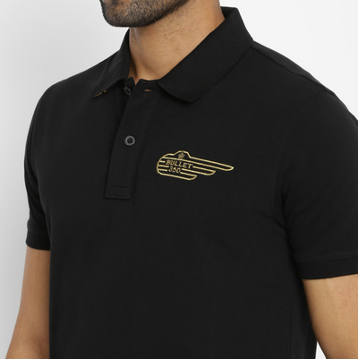 Bullet Polo Neck T-Shirt Black Gold